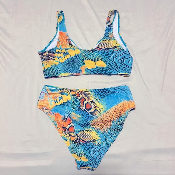 NWOT SHEIN Swim Curve Plus Snakeskin Print Drawstring Bikini Size 1XL - Picture 2 of 5